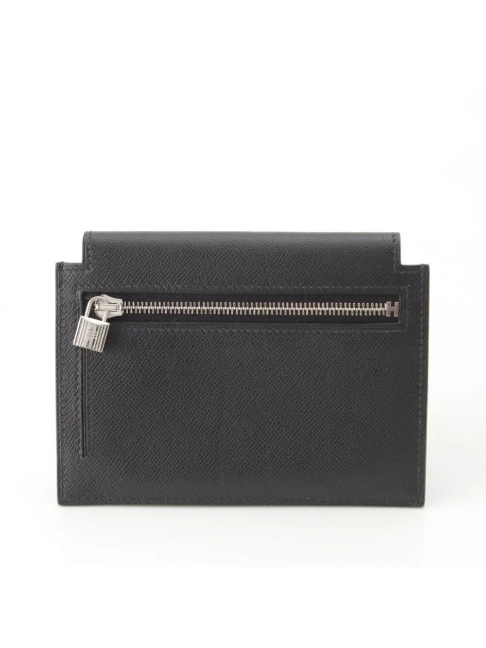 Hermes Kelly Pocket Compact Veau Madame Coin Purse Black
